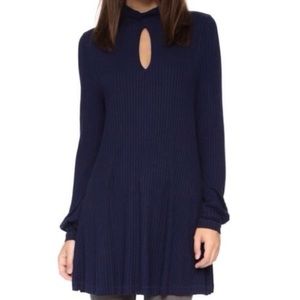 FREE PEOPLE Navy Choker Knit Ribbed Dress